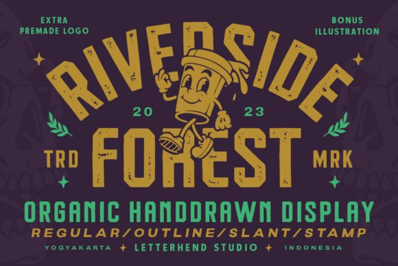 Riverside Forest: A Handrawn Typeface for Organic Branding Projects
